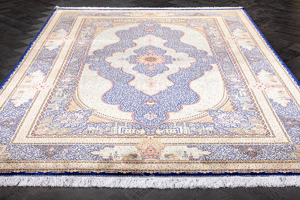 Иранский ковер из шёлка и модала «MASTERPIECE QUM» 006-23-JAMSHIDI Turquoise