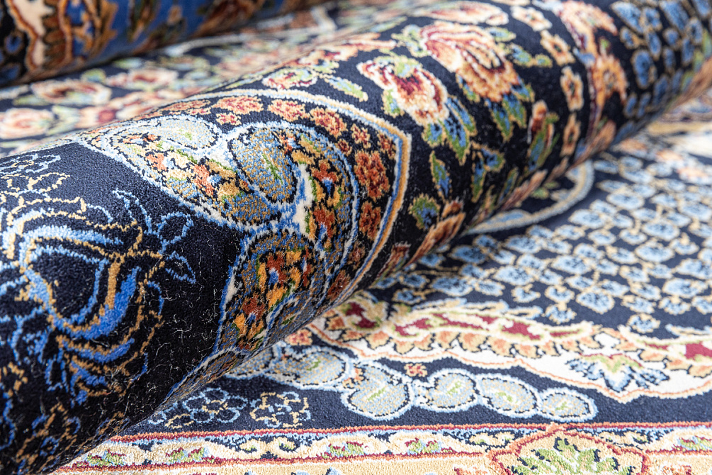 Турецкий ковёр из шёлка и модала «QUM-L» 2040C-NAV-BLUE