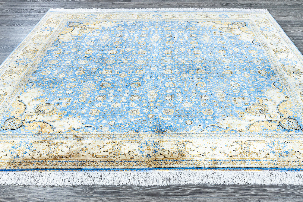 Иранский ковёр из шёлка и модала «MASTERPIECE QUM» 081-21-VINTAGE BLUE