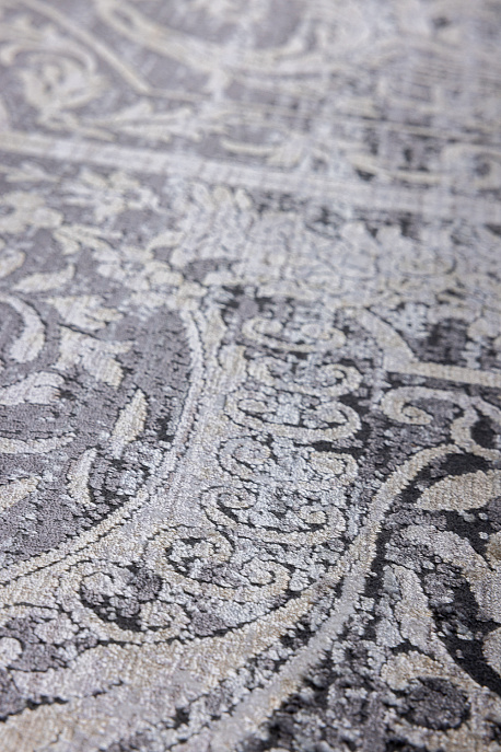 Турецкий ковёр из эвкалиптового шёлка и шёлка «SALVATORE» AA73A-YEL-KBEJ-DGRY