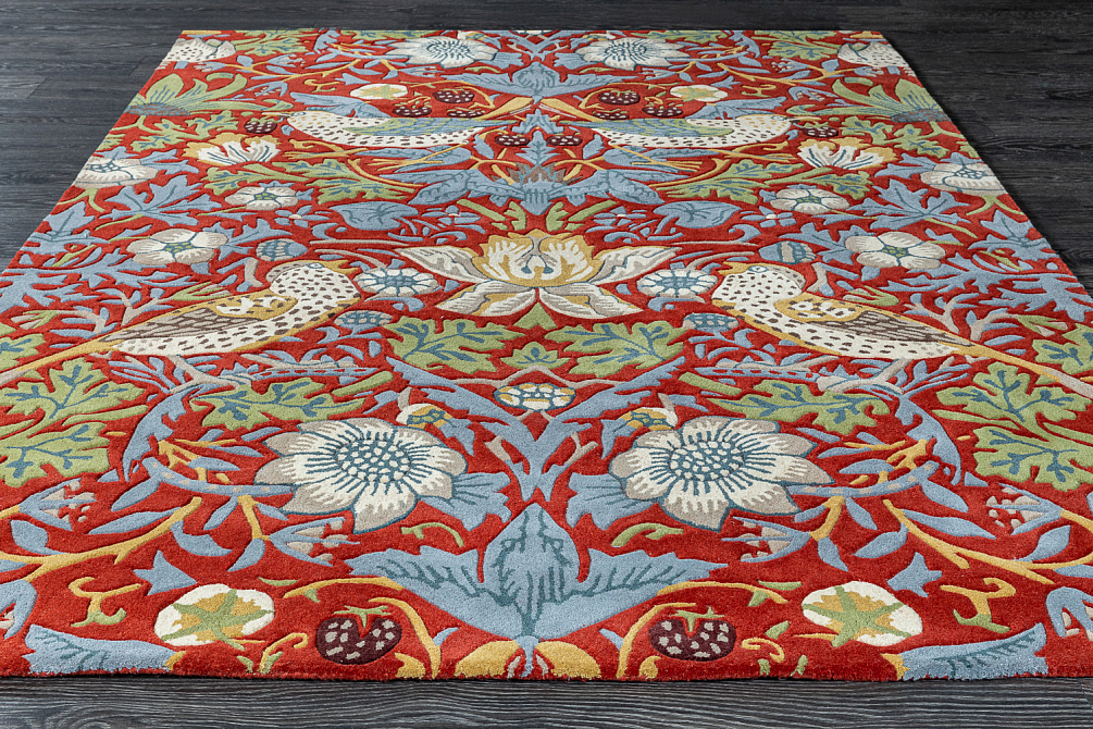 Индийский ковёр из шерсти «MORRIS & CO» Strawberry Thief Crimson 27700