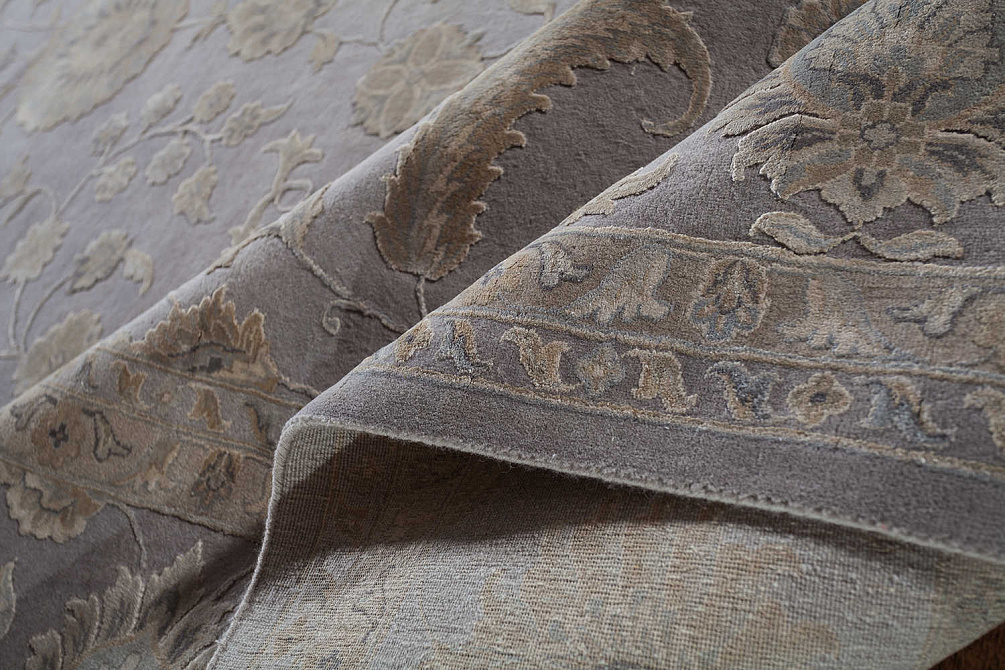 Индийский ковёр из шерсти и шёлка «AURORA 14/14» QNQ71-SGRY-SGRY