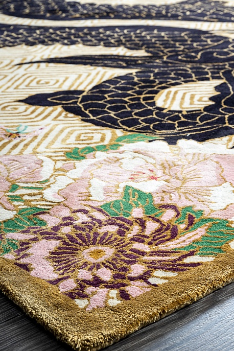 Индийский ковер из шерсти и арт-шёлка «WENDY COLLECTION» DRAGON FLORAL GOLD