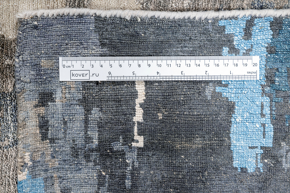 Индийский ковер из шерсти, арт-шёлка и хлопка «STORM» FR-X-6WL-GREY-MD.BLUE