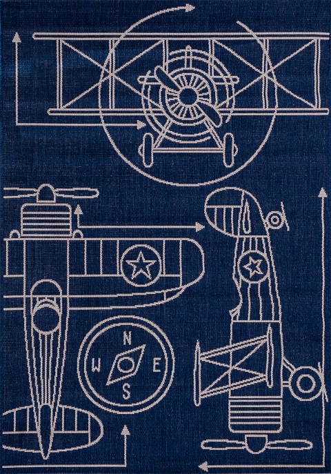 Бельгийский ковер из синтетики «COTTAGE KIDS» 7791-H503-MBLU-WOOL