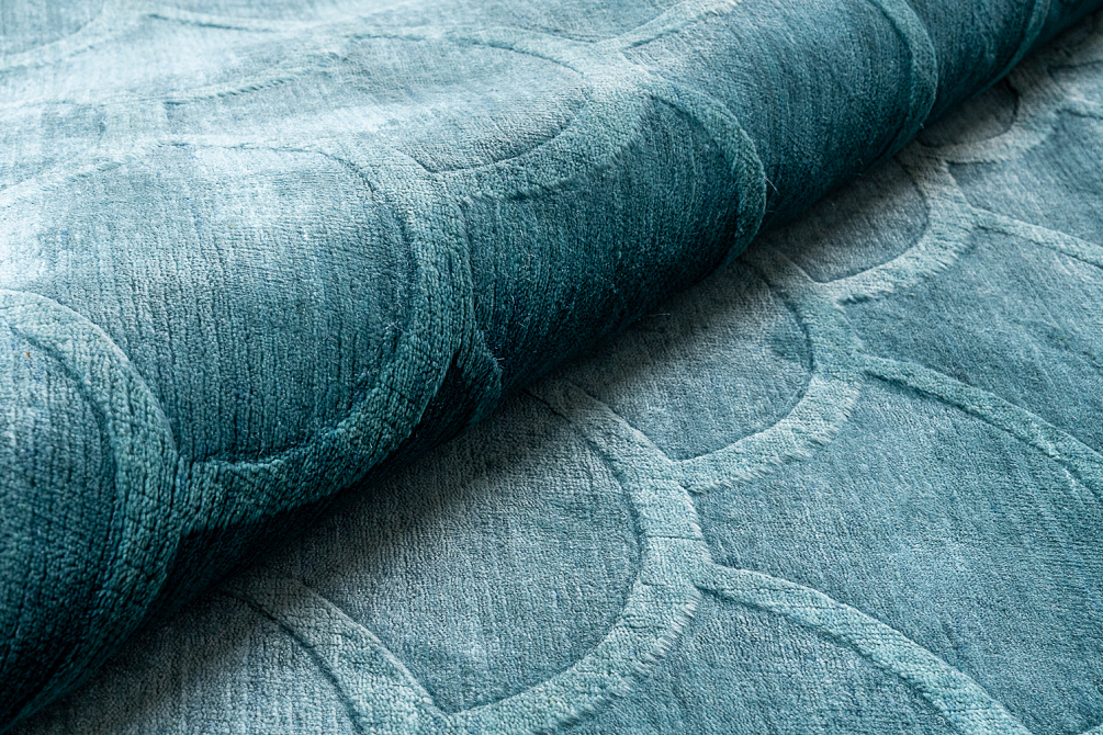 Индийский ковёр из арт-шёлка и шерсти «JAZZ» 2019008-BLUE