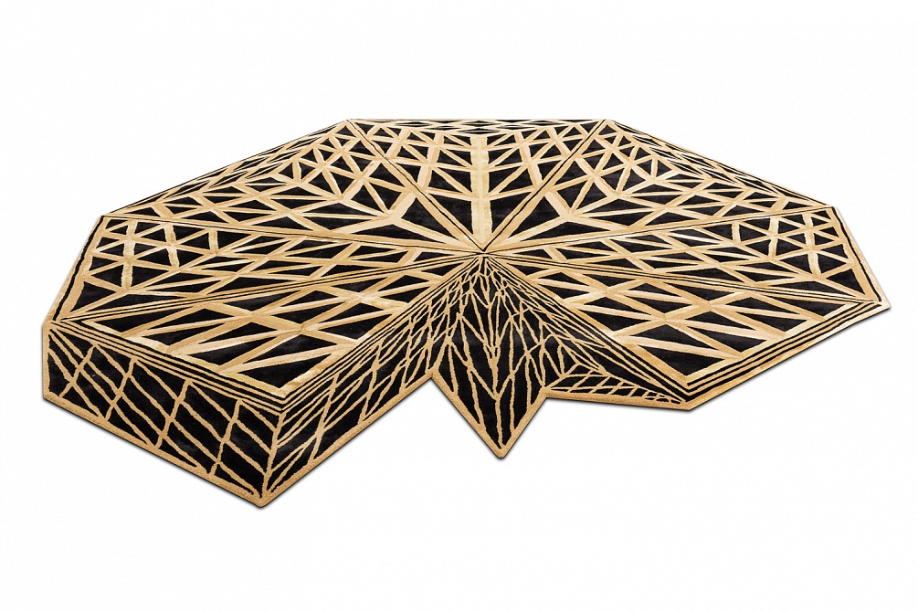 Индийский ковер из шерсти, арт-шёлка и хлопка «Art de Vivre by DETALI» design Victoria Mikhno «INTRICATE BLACK»