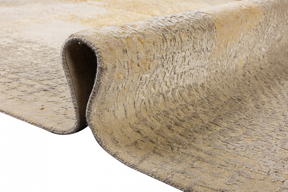 Индийский ковер из шерсти, шёлка и хлопка «HOLLYWOOD ART» CE9296A-CHARCOAL-YELLOW