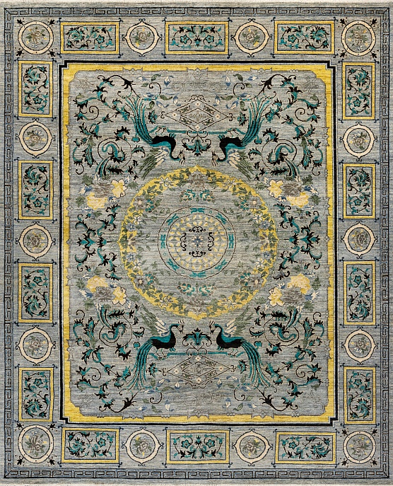 Пакистанский ковер из шерсти «MORRIS A/B 10/10» B129565-GRY-YEL