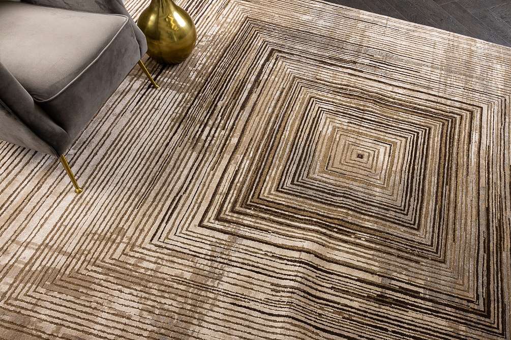 Индийский ковер из бамбукового шёлка, шерсти и хлопка «UVENUTI» LRB1666-MBROWN-LCOFFEE