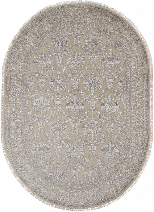 Индийский ковер из шерсти и арт-шёлка «KING OF AGRA» NO55N-CRE-CRE(Oval)