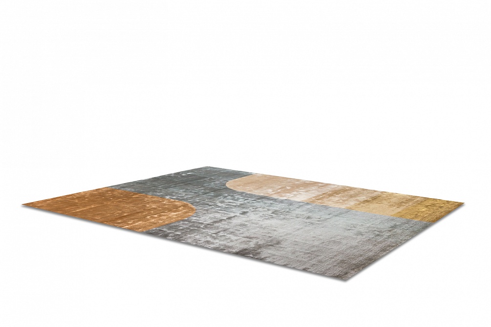 Индийский ковер из арт-шёлка «BAUHAUS» DESIGN №03-2-GREY-GOLD