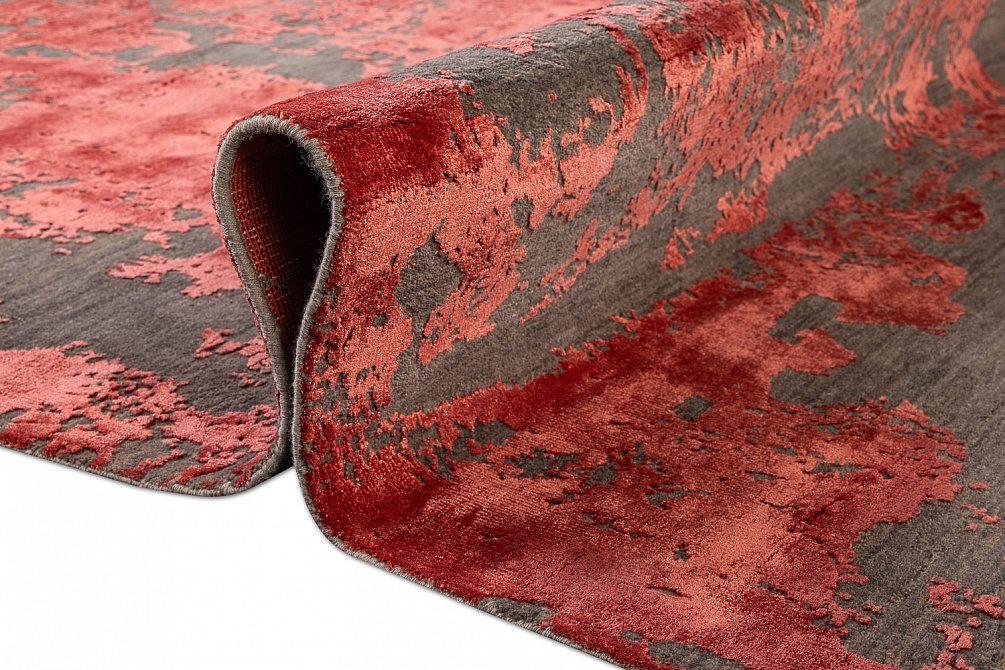 Индийский ковер из шерсти и арт-шёлка «CHAOS THEORY» ESK431-D.GREY-R.LACQUER