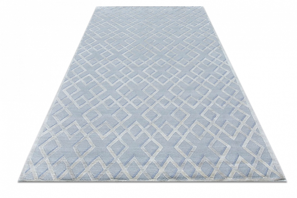 Непальский ковер из шерсти и эвкалиптового шёлка «ART DECO RUGS» RHOMB BLUE AIR(90529)