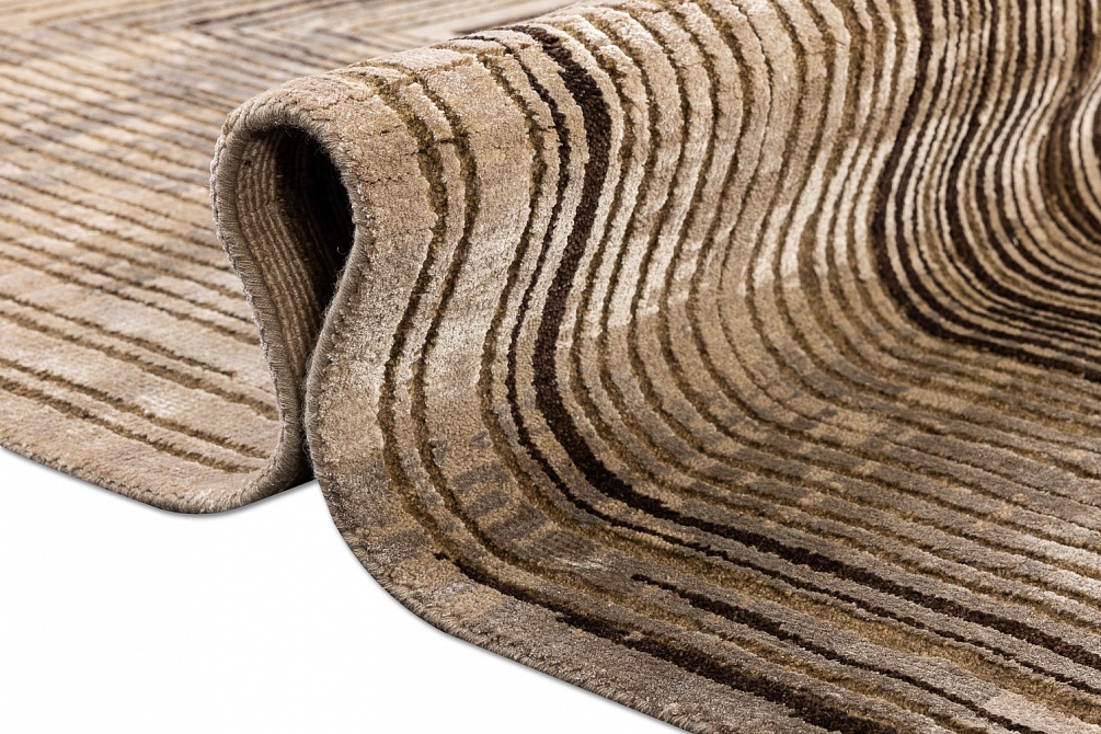 Индийский ковер из бамбукового шёлка, шерсти и хлопка «UVENUTI» LRB1666-MBROWN-LCOFFEE