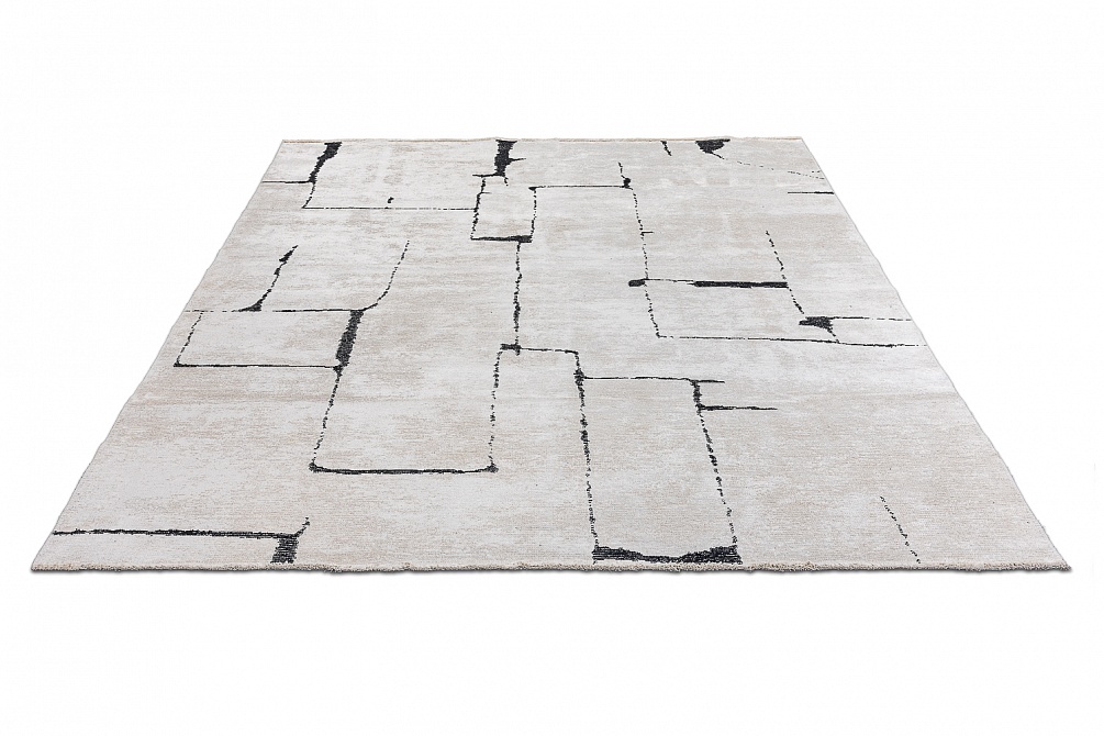 Турецкий ковер из хлопка, вискозы и акрила «SHELL» 3704-TRACE BLACK - ECRU 2