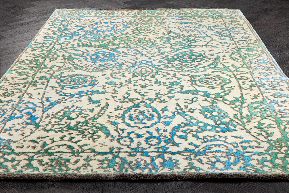 Иранский ковер из шерсти и шёлка «COVENT GARDEN» LILIA-WATER BLUE