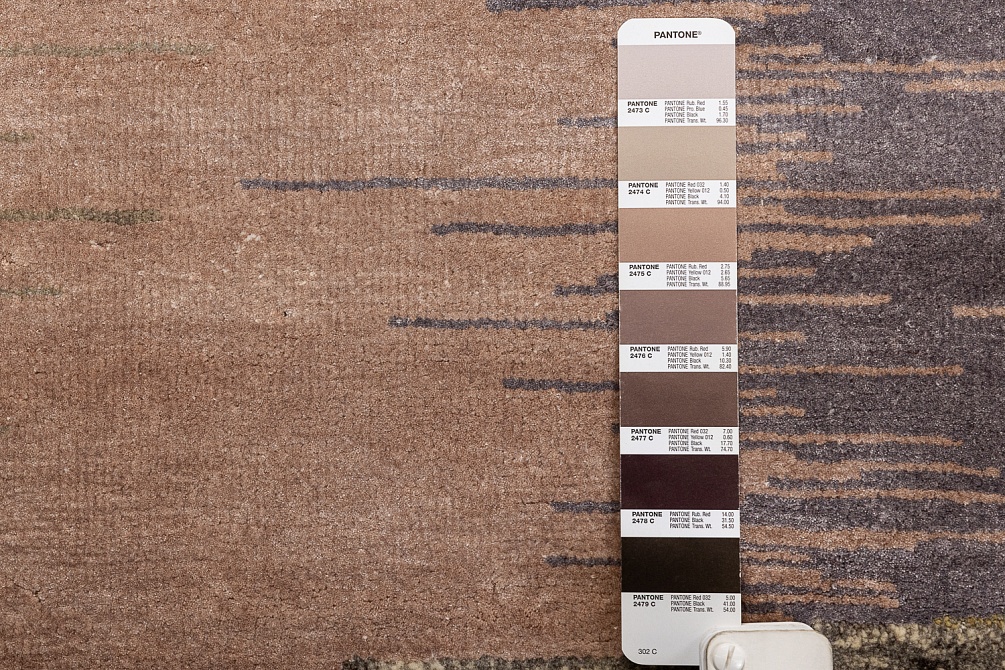 Индийский ковер из бамбукового шёлка, шерсти и хлопка «CHAOS THEORY» ESKM07-NTAUPE-FDENIM 12