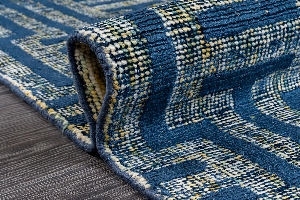 Индийский ковёр из шерсти и арт-шёлка «KONARK» 2021080-NAVY