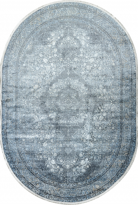 Турецкий ковер из шёлка и эвкалиптового шёлка «SALVATORE» Z080-C-CRE-DGRY(Oval)