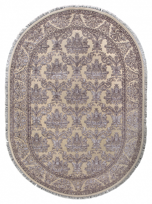 Индийский ковер из шерсти и арт-шёлка «KING OF AGRA» NO55-CRE-CRE(Oval)