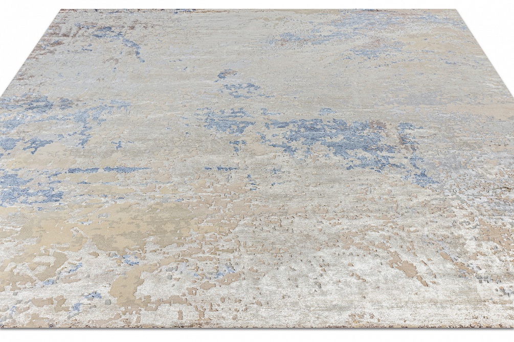 Индийский ковер из арт-шёлка, шерсти и хлопка «CHROME GOLD» PAINT-ABSTRACT-COLOR-2