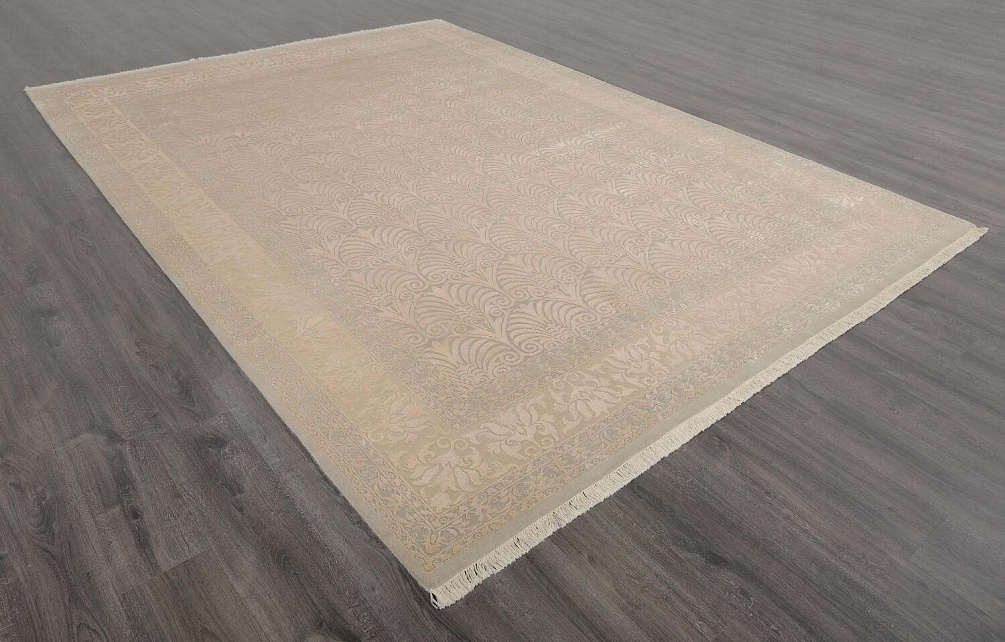 Индийский ковёр из шерсти и арт-шёлка «KING OF AGRA» NO45-GRY-CRE BQ11/AF12