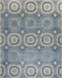 Индийский ковер из шёлка, шерсти и хлопка «PALACE OF DOGES» S72-BLUE 1