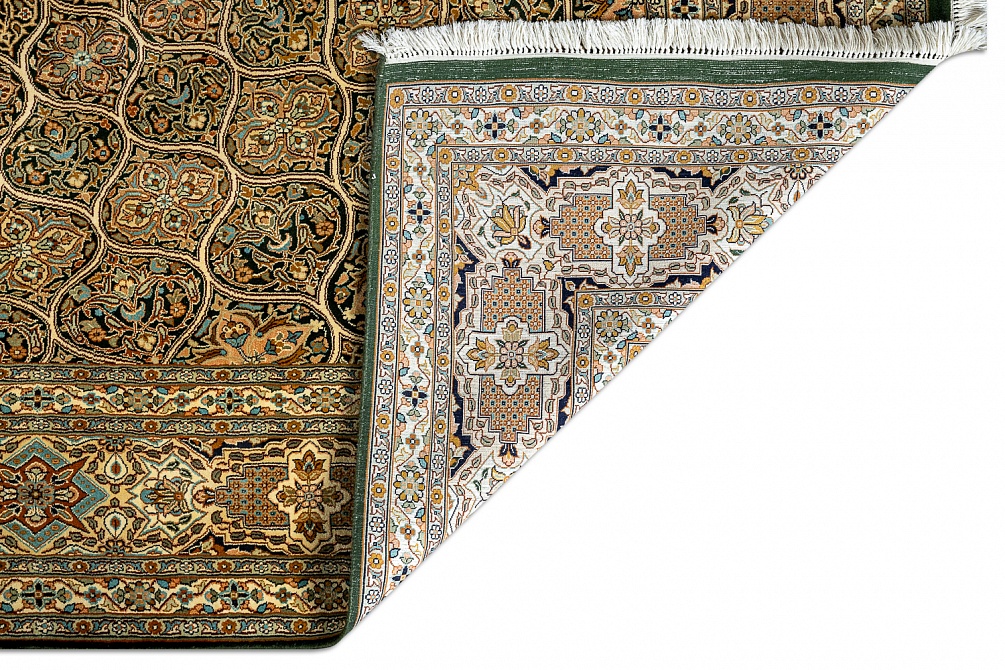 Индийский ковер из шёлка «KASHMIR SILK 24Х24» CELING GREEN