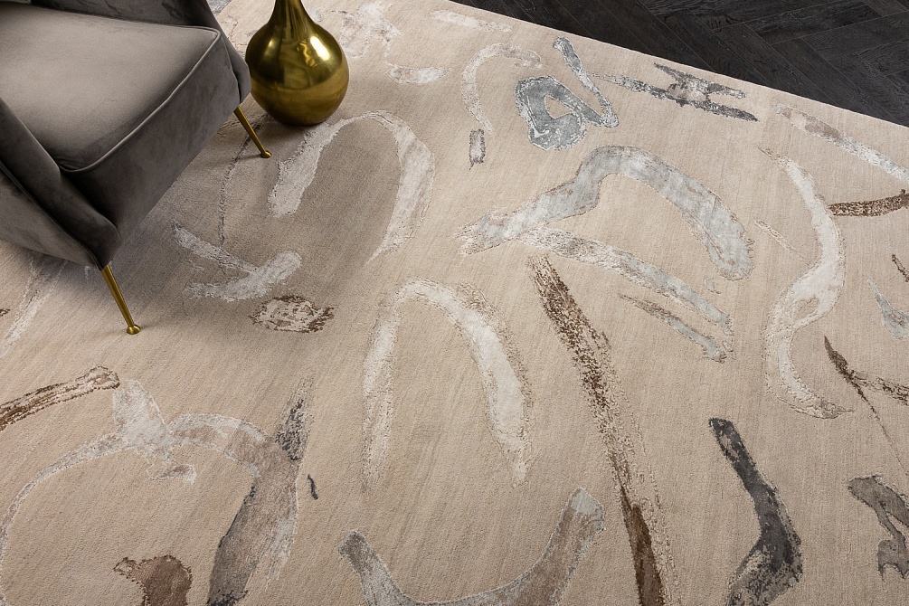 Индийский ковер из шерсти, бамбукового шёлка и хлопка «CHAOS THEORY» ESK434-AWHITE-CGREY 13