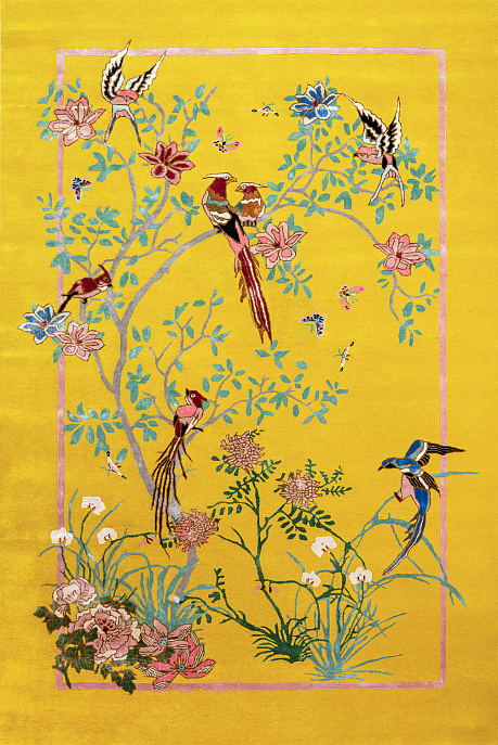 Индийский ковер из шерсти и арт-шёлка «WENDY COLLECTION» BIRDSONG YELLOW