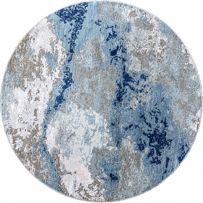 Индийский ковер из шерсти и арт-шёлка «CHAOS THEORY KA» 1085-BGE-BLUE(ROUND)