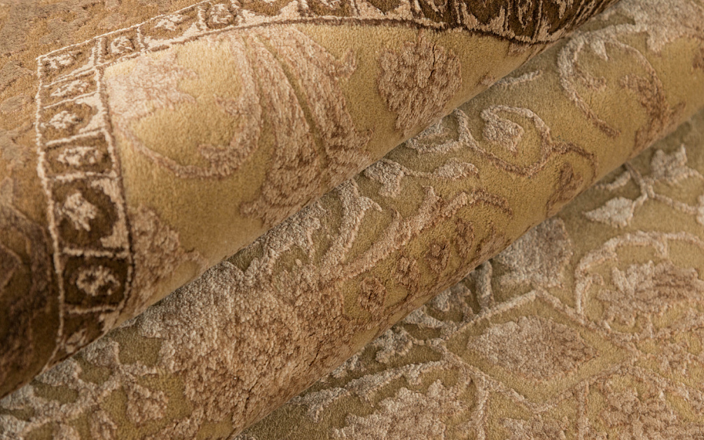 Индийский ковёр из шерсти и арт-шёлка «KING OF AGRA» RO1-GLD-BRN