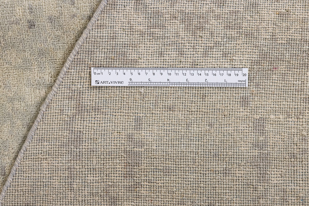 Индийский ковер из шёлка и шерсти «HOLLYWOOD ART» JS38-IVORY-SILVER(Round)