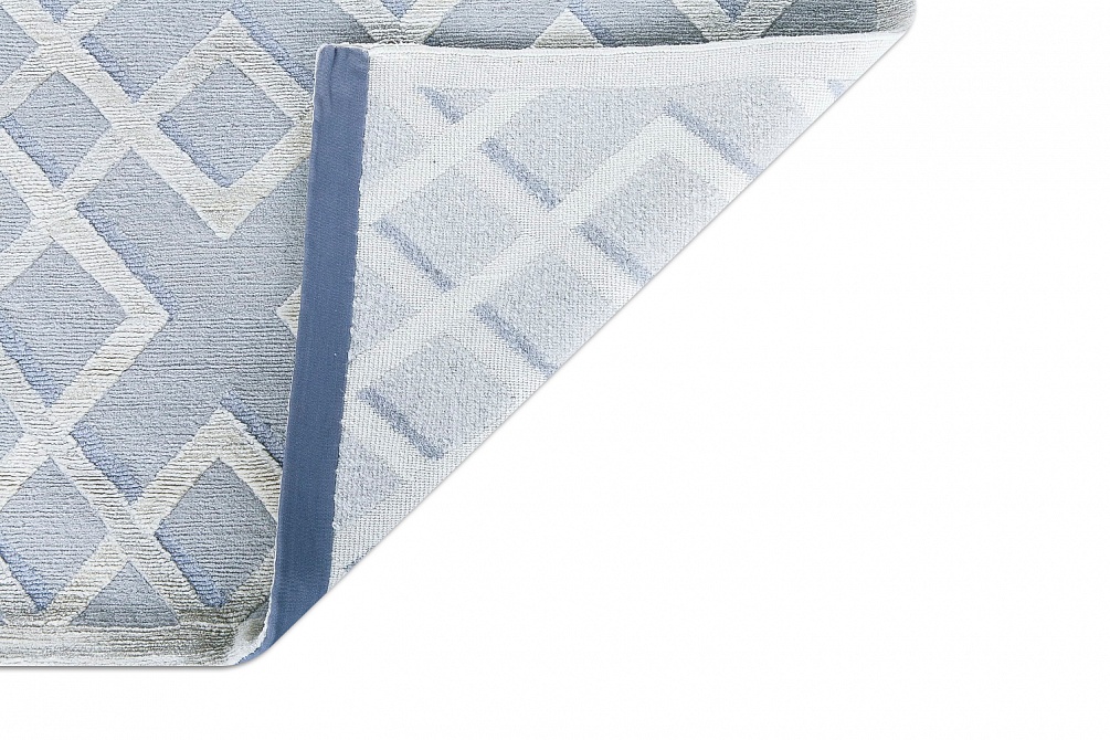 Непальский ковер из шерсти и эвкалиптового шёлка «ART DECO RUGS» RHOMB BLUE AIR(90529)