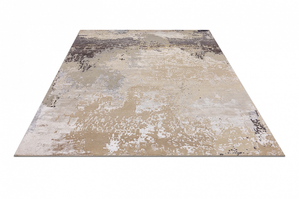 Индийский ковер из арт-шёлка и шерсти «SAN FRANCISCO» GOLD-LINES-1-BLACK