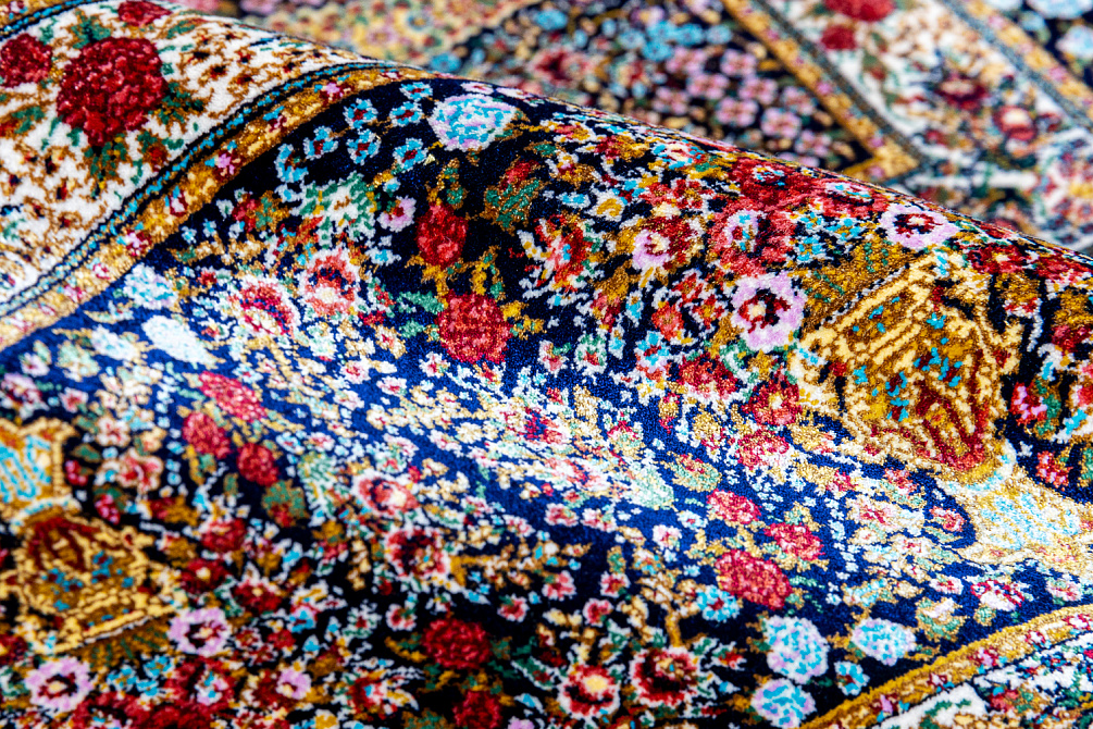 Иранский ковер из шёлка и модала «MASTERPIECE QUM» 066-21-EDEN NAVY