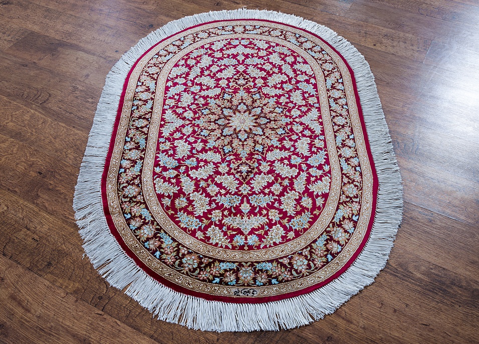 Иранский ковер из шёлка «QUM MM IR» 13-19-IR RAZAVI(Oval)