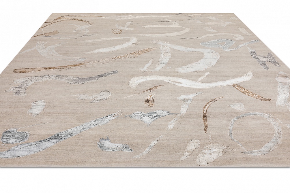 Индийский ковер из шерсти, бамбукового шёлка и хлопка «CHAOS THEORY» ESK434-AWHITE-CGREY 2