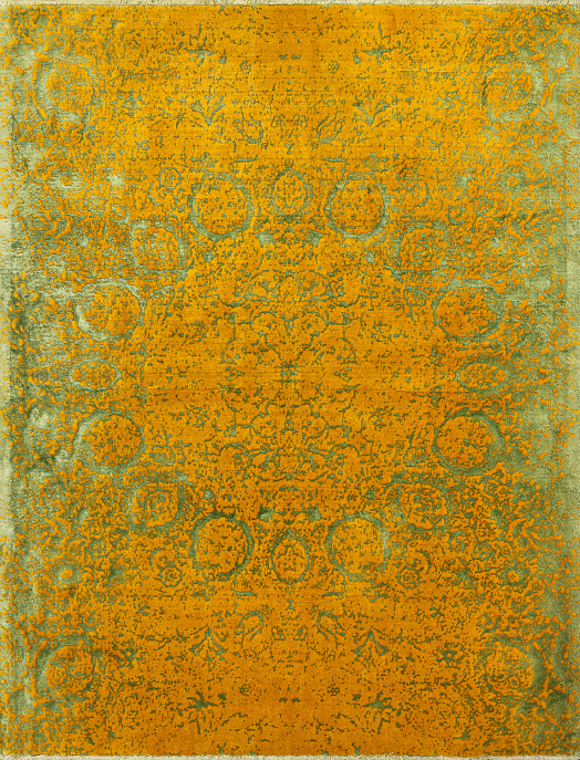 Иранский ковер из шерсти и шёлка «COVENT GARDEN» VICTORIA-YELLOW GREEN