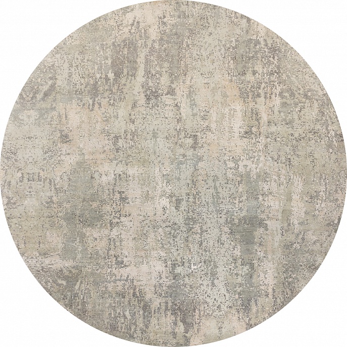 Индийский ковер из шёлка и шерсти «HOLLYWOOD ART» JS38-IVORY-SILVER(Round)