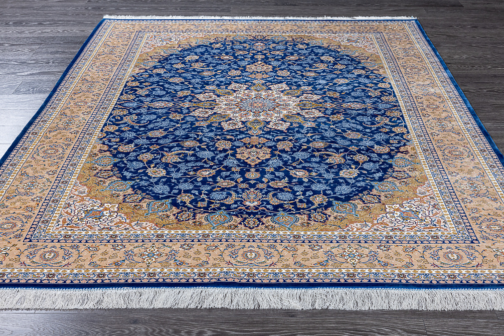 Иранский ковёр из шёлка, модала и акрила «MASTERPIECE QUM» 054-22-Katrin-1540-BLUE