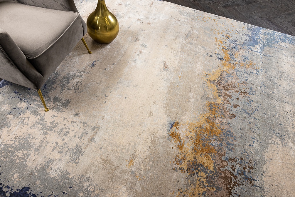 Индийский ковер из бамбукового шёлка, шерсти и хлопка «CHAOS THEORY» ESK351-AWHITE-FDENIM 12