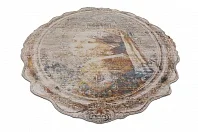 Турецкий ковер из полиэфирного шёлка «MYSTIC» 1472A-DGRY-BGE(Oval) 2