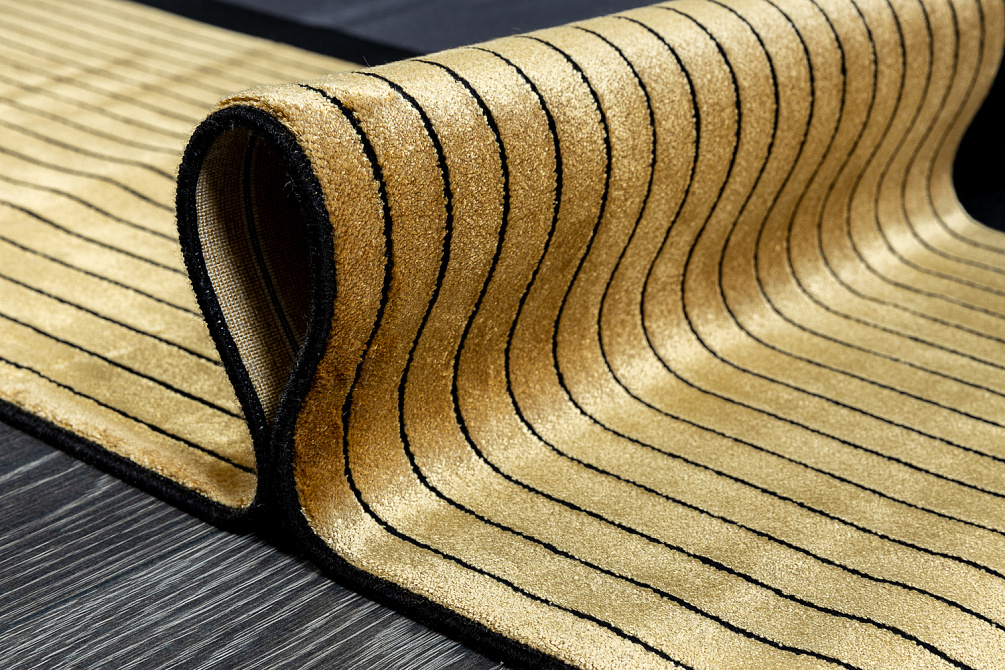 Турецкий ковёр из бамбукового шёлка и акрила «Cabinet Rugs» 0704C-BLACK-yellow