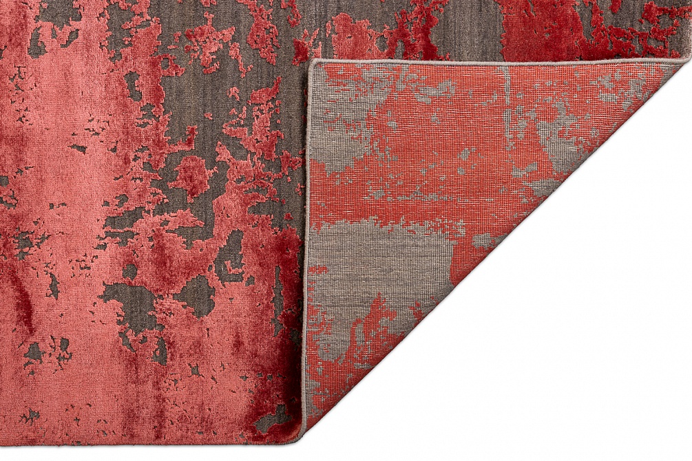 Индийский ковер из шерсти и арт-шёлка «CHAOS THEORY» ESK431-D.GREY-R.LACQUER