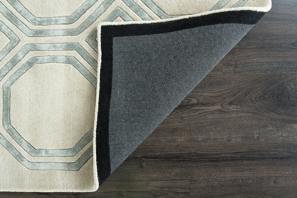 Индийский ковер из арт-шёлка и шерсти «OCTAGON RUG» SILVER
