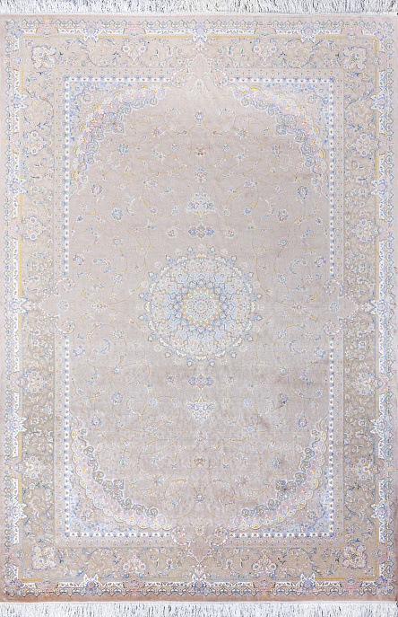 Иранский ковер из шёлка, модала и акрила «MASTERPIECE QUM» 037-22-Shahan-1521-KHAK