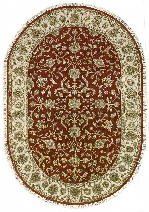 Индийский ковер из шерсти и шёлка «PLATINUM» AK1511-DRED-IVR(Oval)