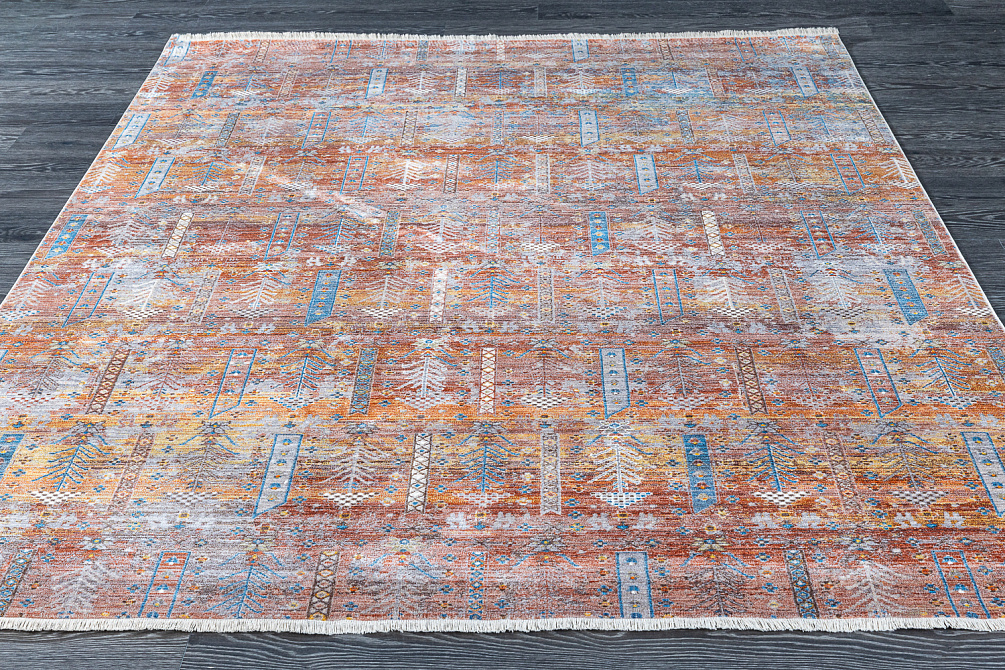 Турецкий ковёр из полиэфирного шёлка «MYSTIC» 0676A-RED-YELLOW